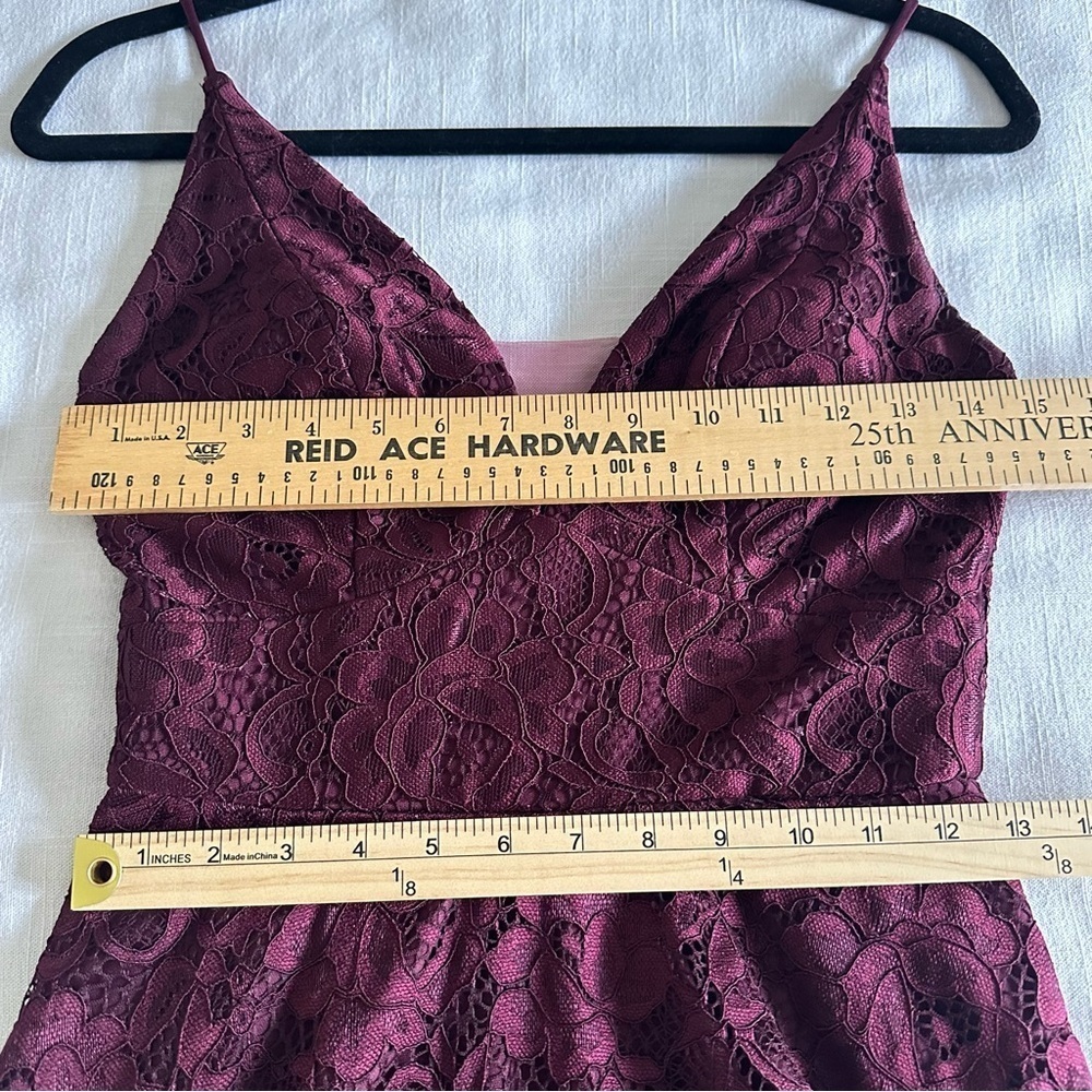 DB Studio Dress Womens 4 Wine Lace Hi-Low V-Neck Spaghetti Strap Whimsigoth Prom - Picture 8 of 11